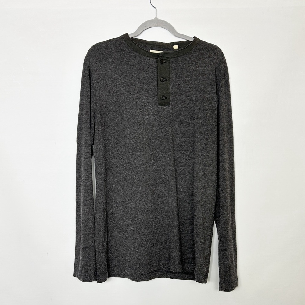 Billy Reid Men’s Henley Long Sleeve Shirt | XL | Grey